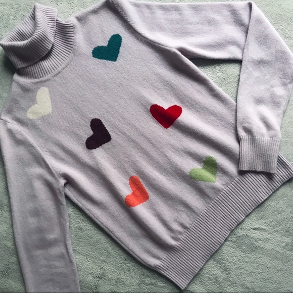 Silkwool Sweaters - Silkwool 100% Cashmere Lavender Heart Sweater XS